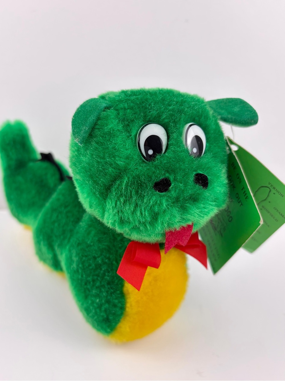 Ogopogo Canada Okanagan Lake Sea Monster Green Yellow 8 in Vintage Plush